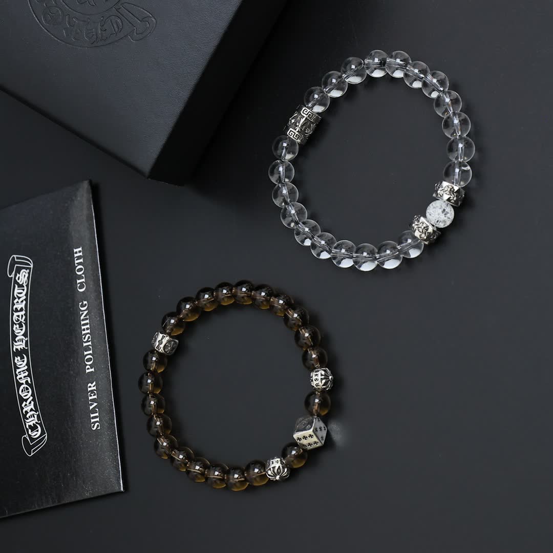 Chrome Hearts Beaded Bracelet with Silver Accents